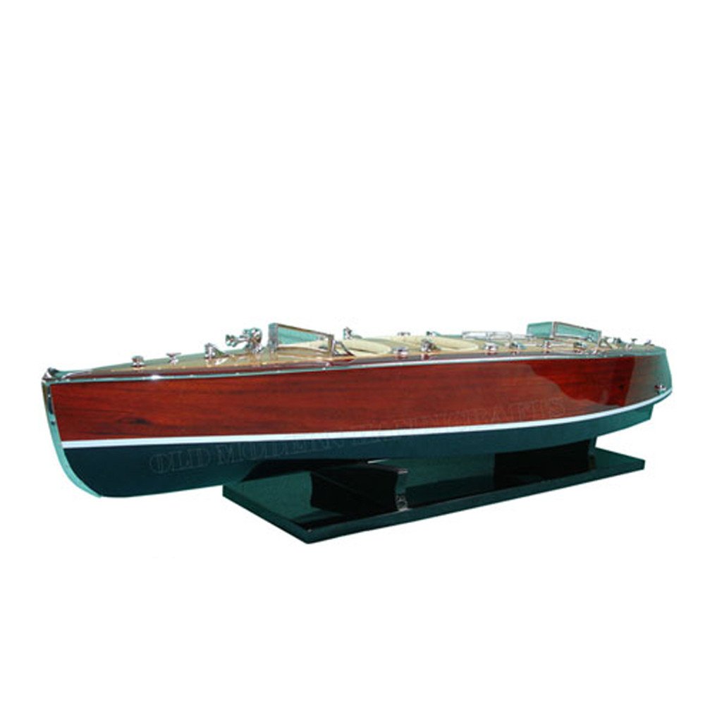 17" Unfinished Wood Hand Painted Model Boat