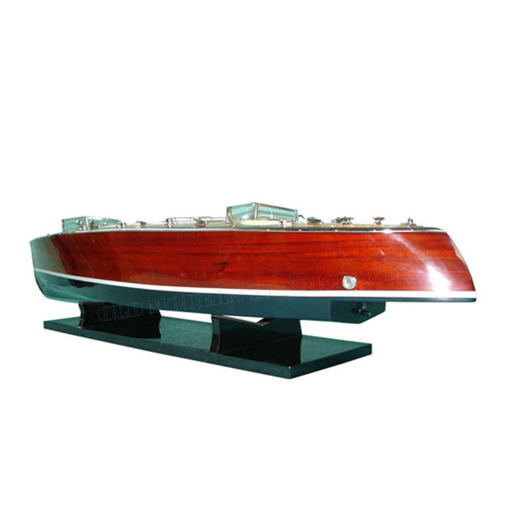 17" Unfinished Wood Hand Painted Model Boat
