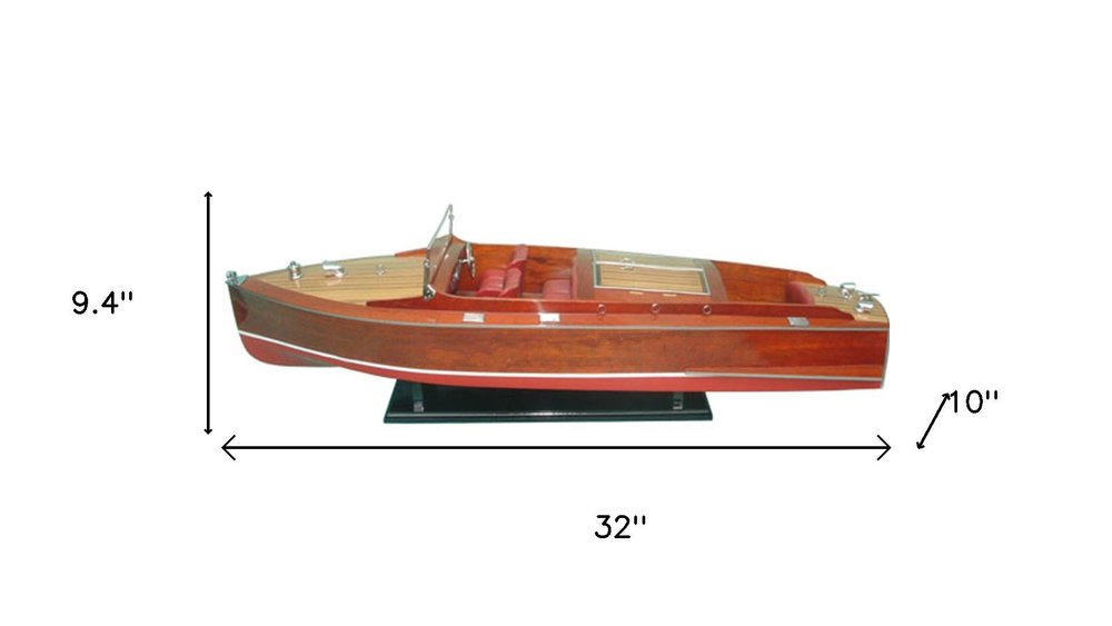 9" Unfinished Wood Hand Painted Model Boat
