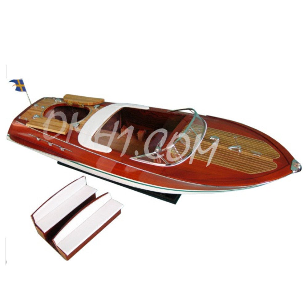 10" Unfinished Wood Hand Painted Model Boat