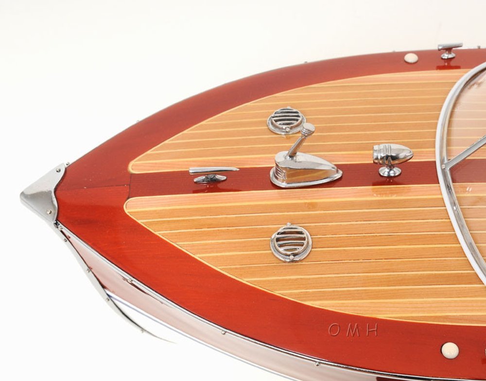 8" Unfinished Wood Hand Painted Model Boat