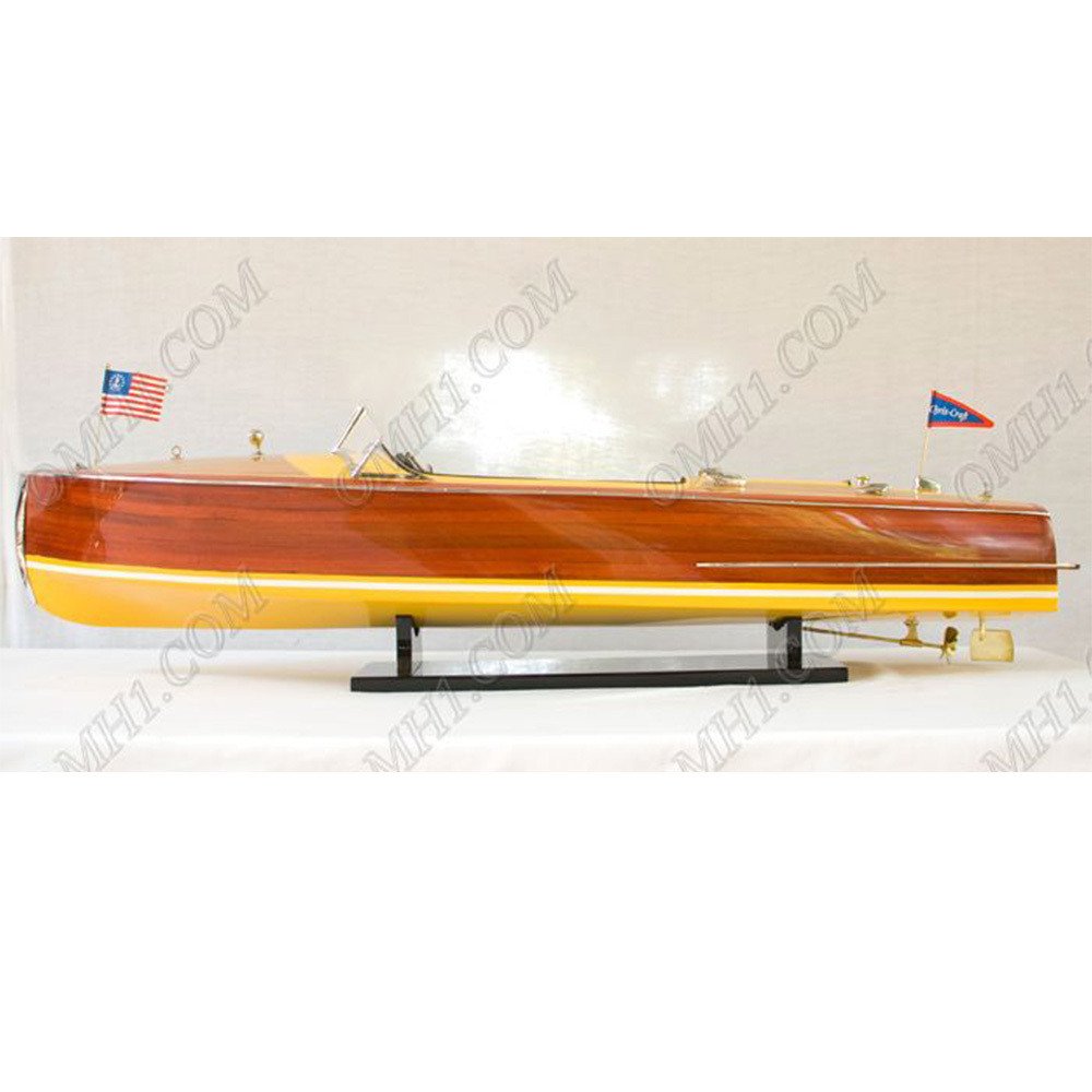 10" Unfinished Wood Hand Painted Model Boat