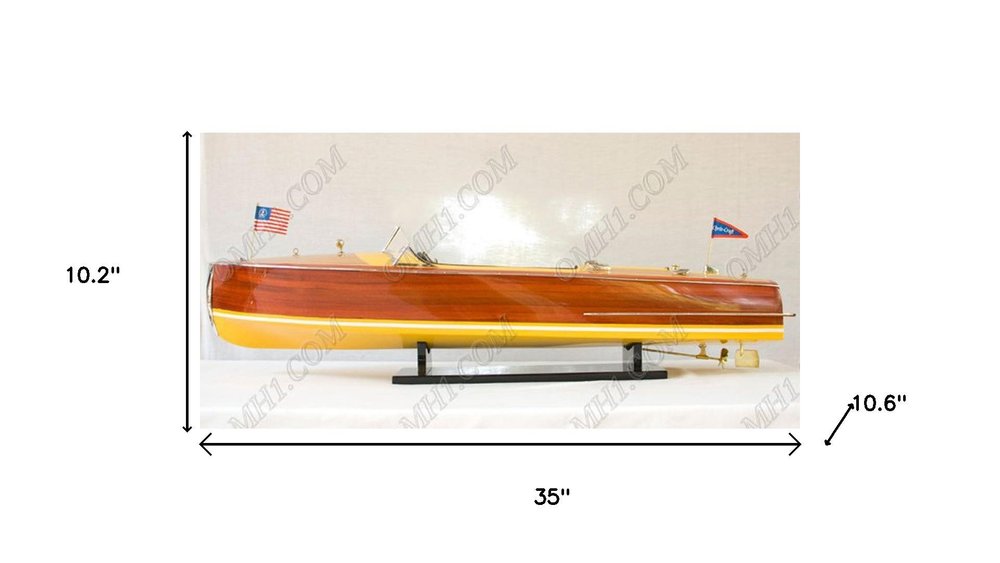 10" Unfinished Wood Hand Painted Model Boat