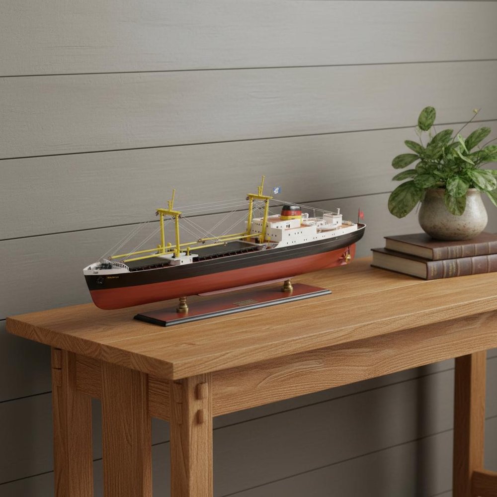 12" Unfinished Wood Hand Painted Model Boat
