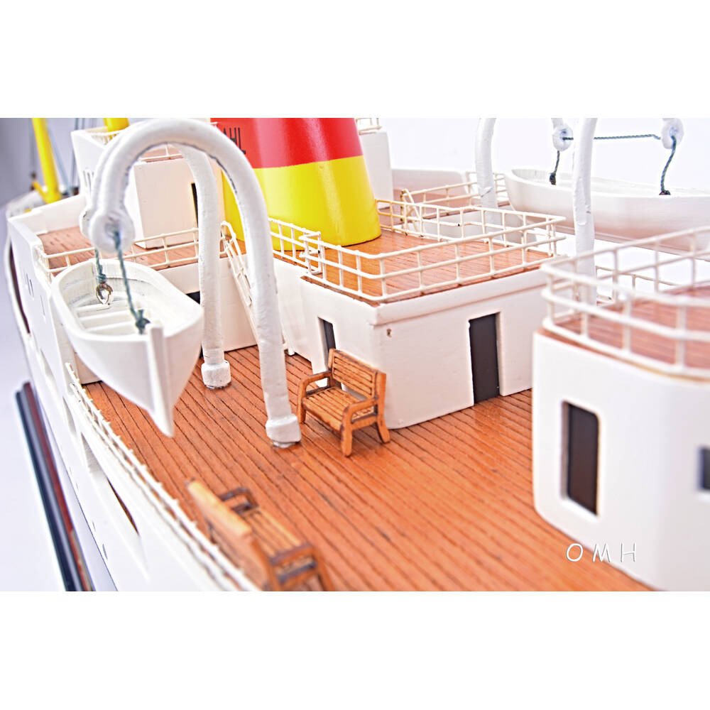 12" Unfinished Wood Hand Painted Model Boat
