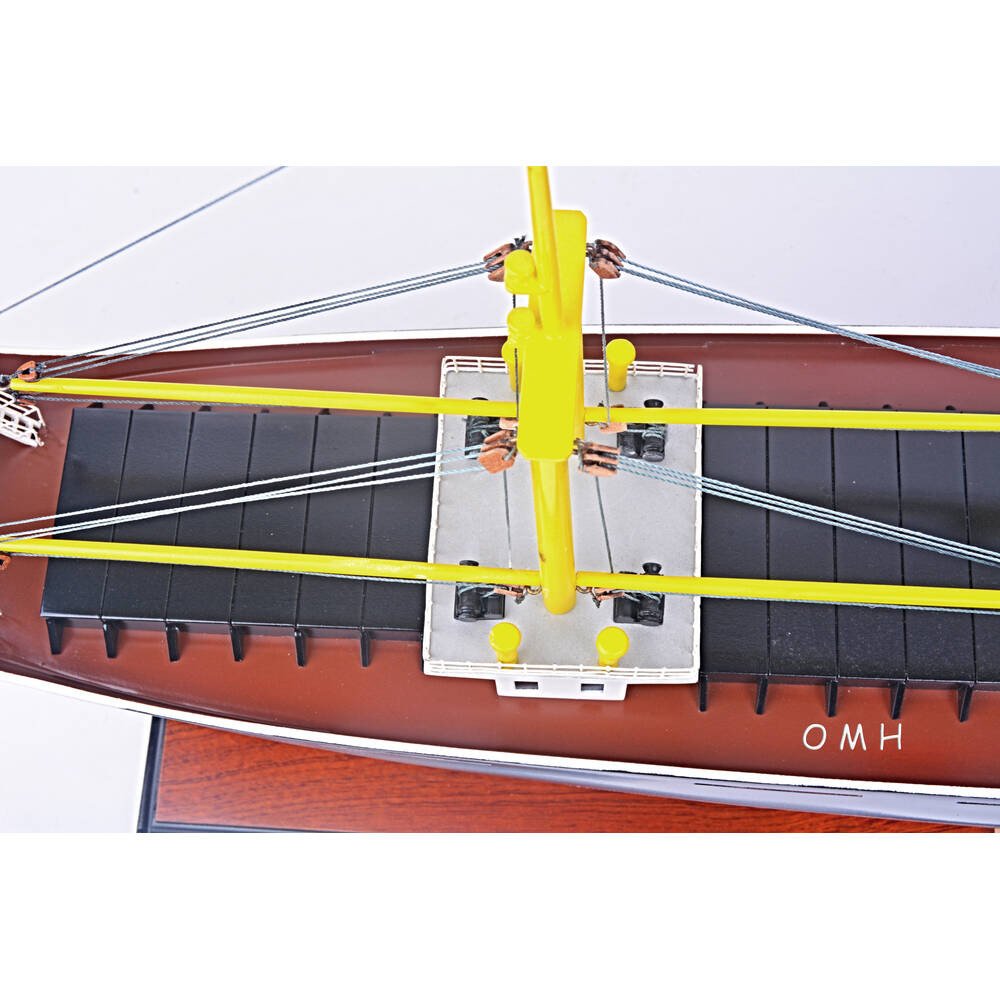 12" Unfinished Wood Hand Painted Model Boat