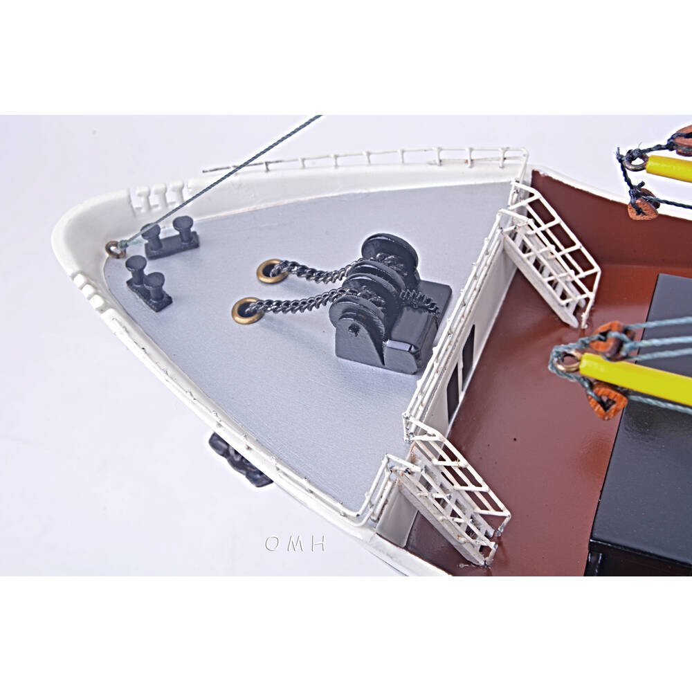 12" Unfinished Wood Hand Painted Model Boat