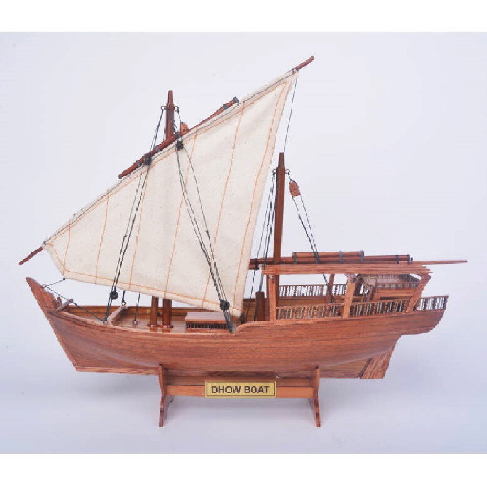 11" Unfinished Wood Hand Painted Model Boat