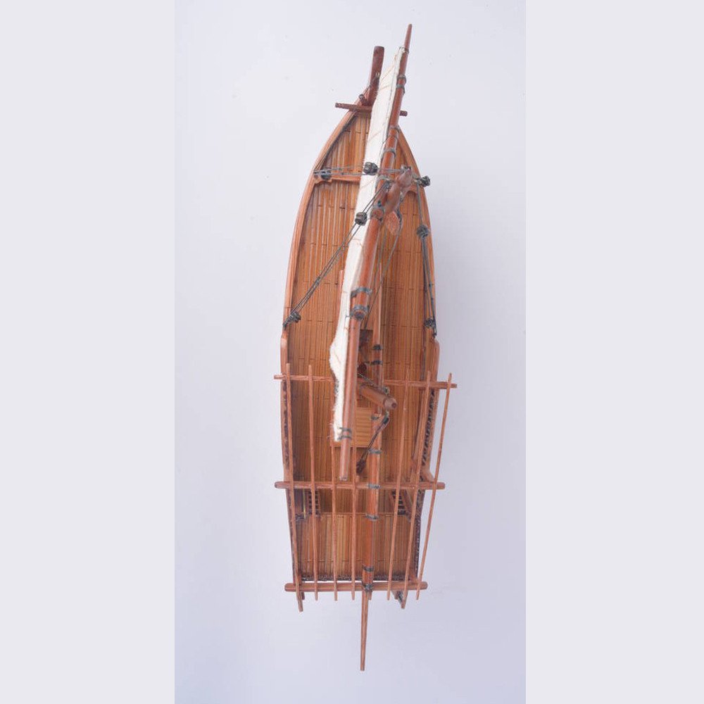 11" Unfinished Wood Hand Painted Model Boat