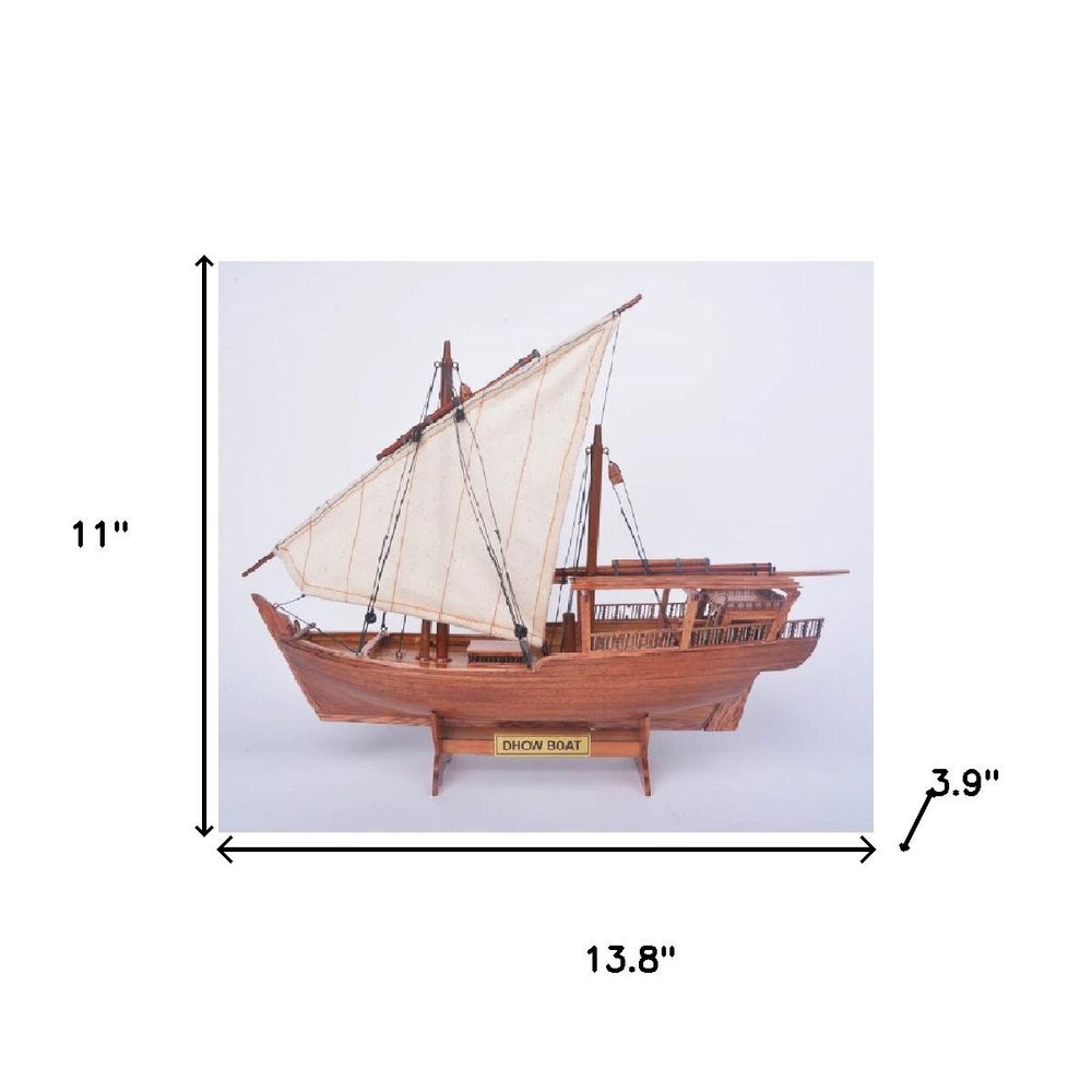11" Unfinished Wood Hand Painted Model Boat