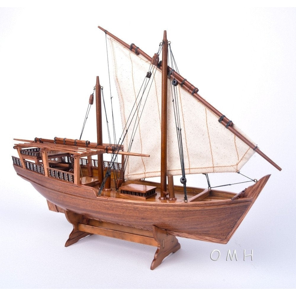 11" Unfinished Wood Hand Painted Model Boat