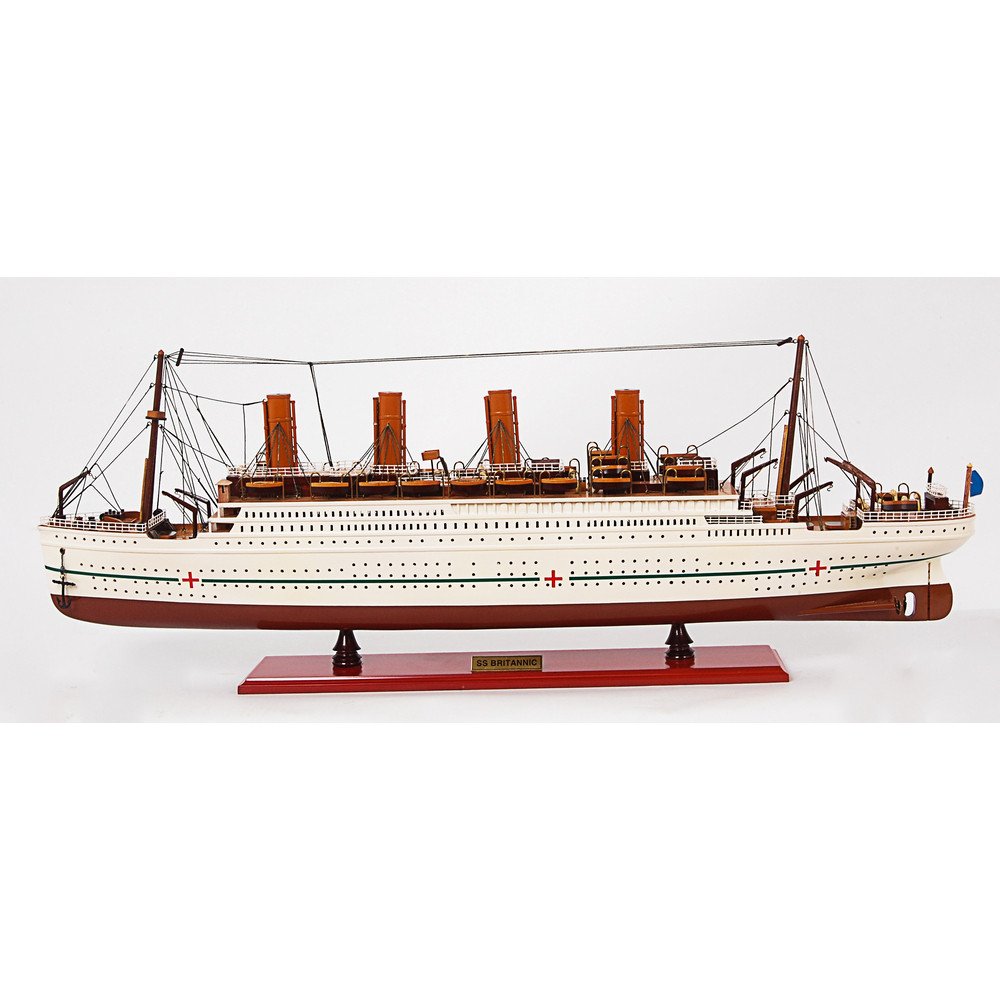 13" Unfinished Wood Hand Painted Model Boat