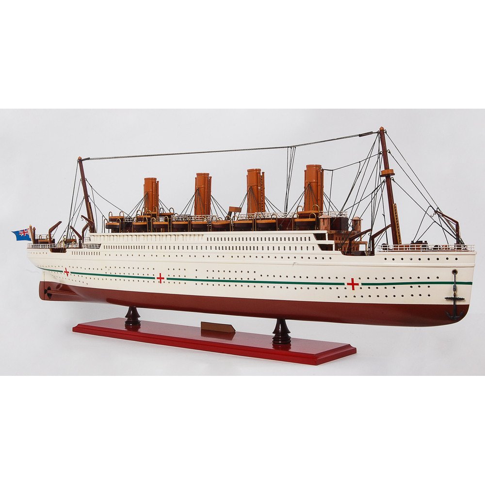 13" Unfinished Wood Hand Painted Model Boat