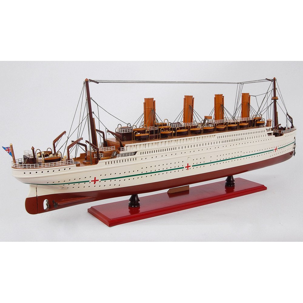13" Unfinished Wood Hand Painted Model Boat