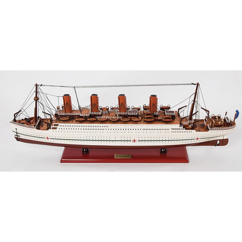13" Unfinished Wood Hand Painted Model Boat