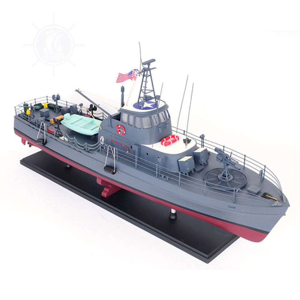 17" Unfinished Wood Hand Painted Model Boat