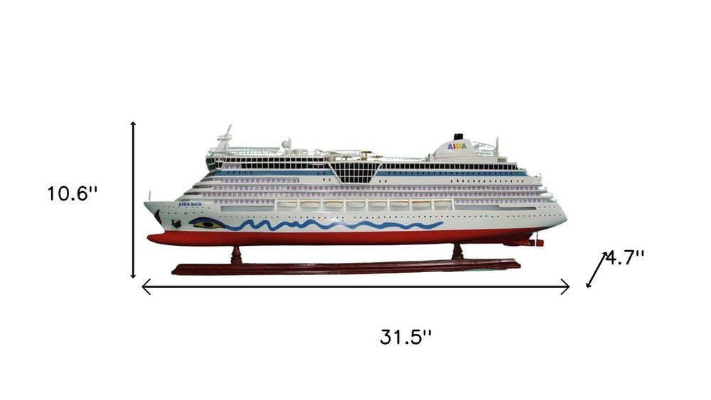11" Unfinished Wood Hand Painted Model Boat