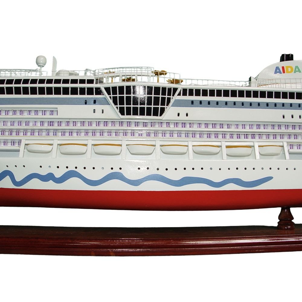 11" Unfinished Wood Hand Painted Model Boat