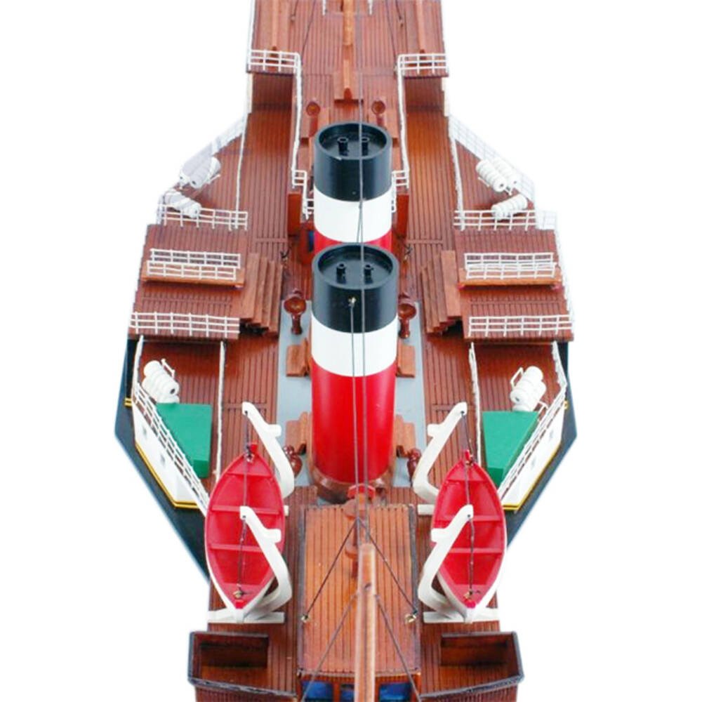 11" Unfinished Wood Hand Painted Model Boat