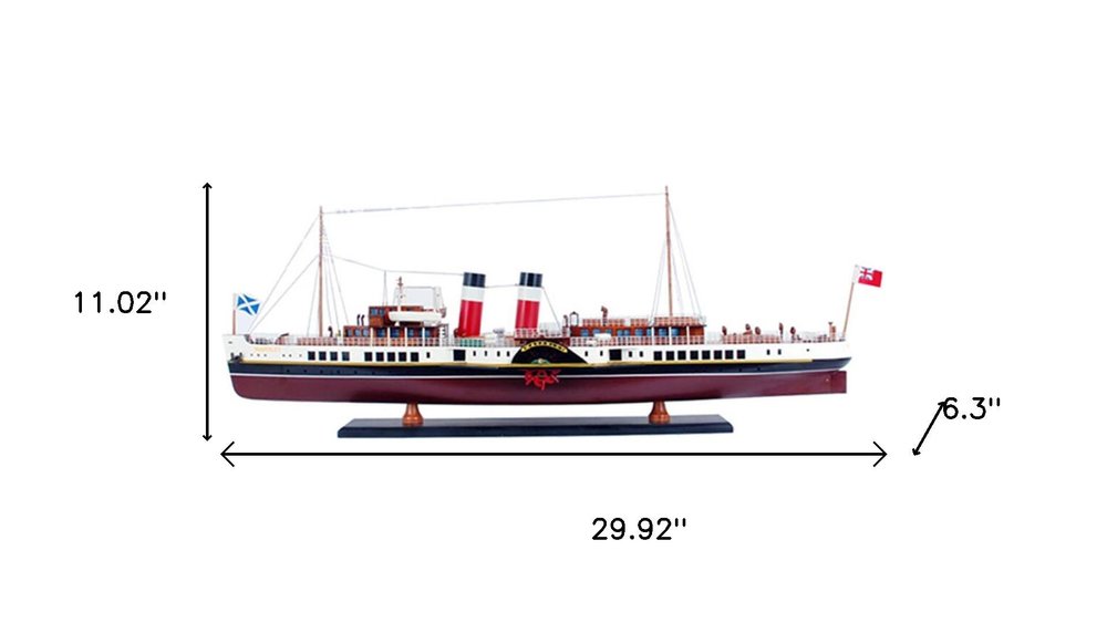 11" Unfinished Wood Hand Painted Model Boat