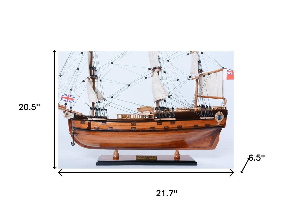 21" Unfinished Wood Hand Painted Boat Model Boat