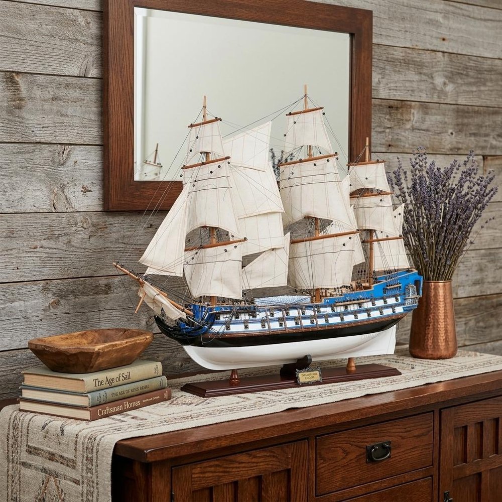 23" Unfinished Wood Hand Painted Boat Model Boat