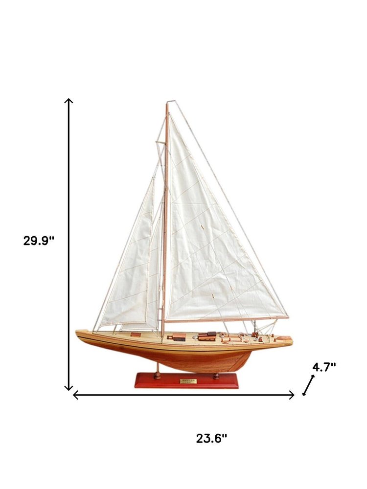 30" Unfinished Wood Hand Painted Model Boat