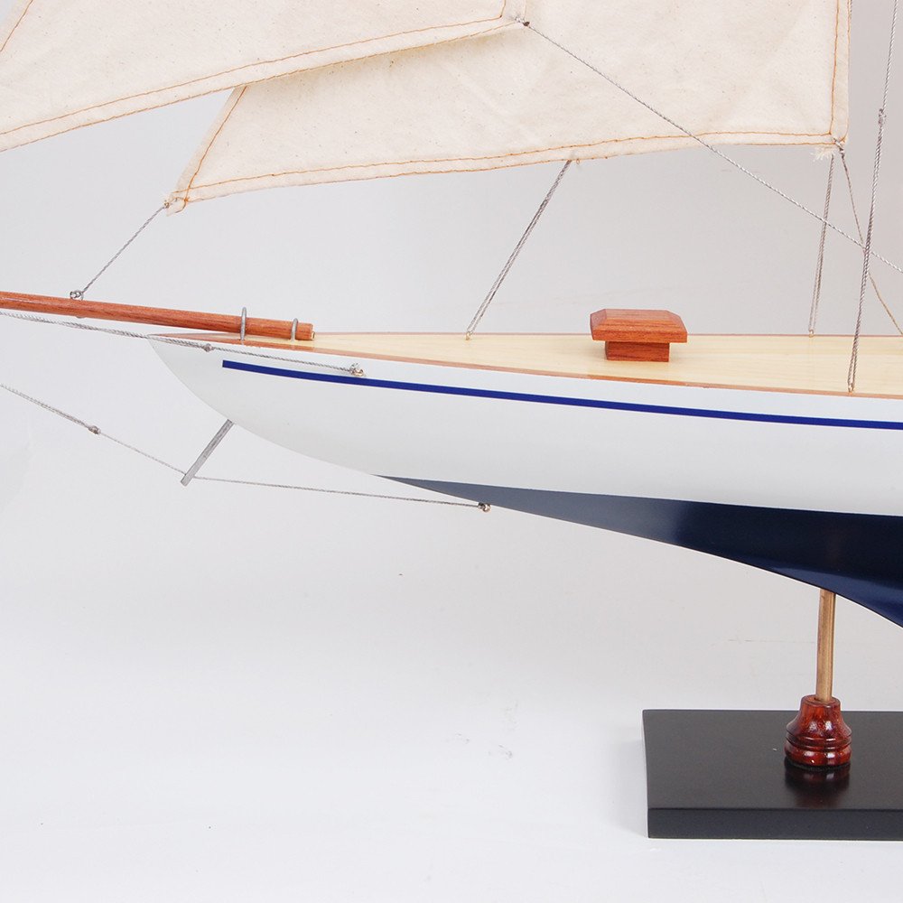 30" Unfinished Wood Hand Painted Model Boat