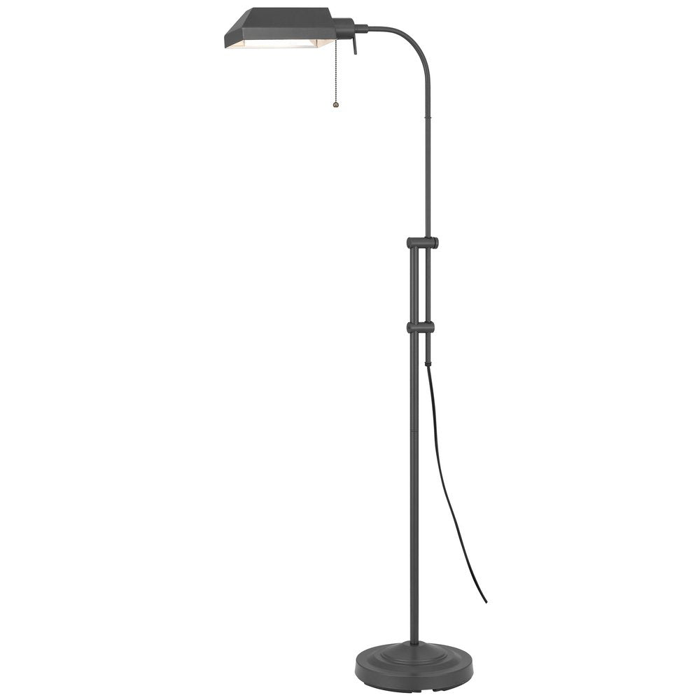 Gray Metal Adjustable Reading Floor Lamp With Gray Metal Shade