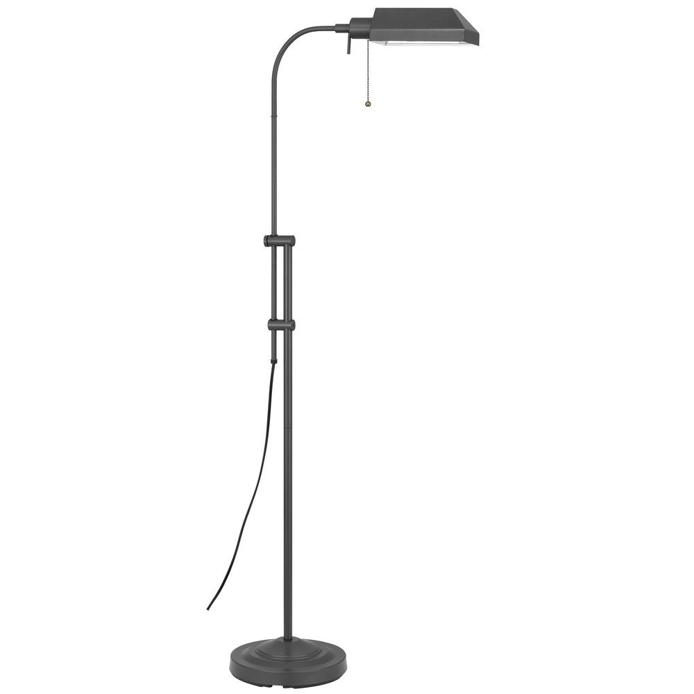 Gray Metal Adjustable Reading Floor Lamp With Gray Metal Shade