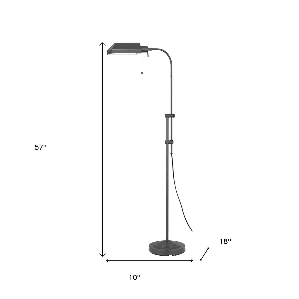 Gray Metal Adjustable Reading Floor Lamp With Gray Metal Shade