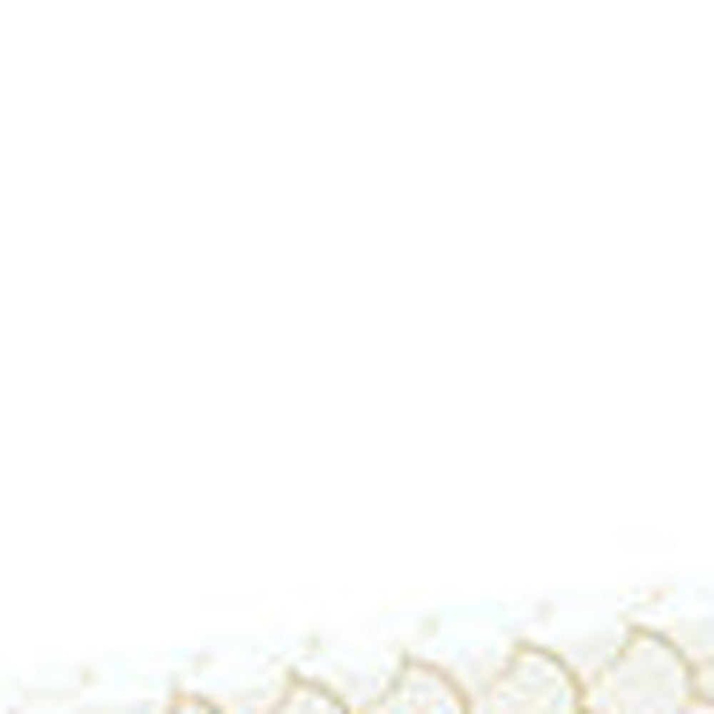 16" Ivory And Gold Geometric Print Handmade Serving Tray With Handles