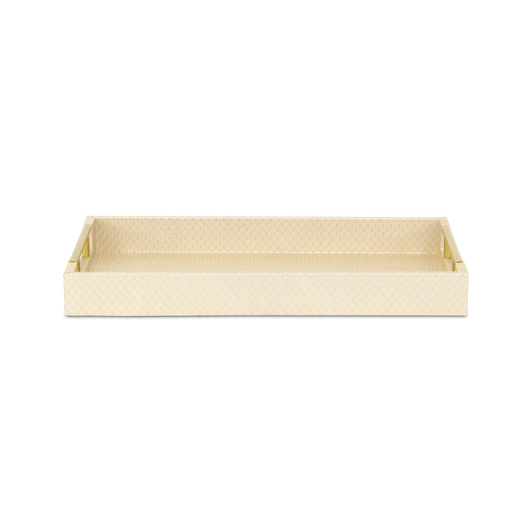 16" Champagne And Gold Geometric Print Handmade Serving Tray With Handles