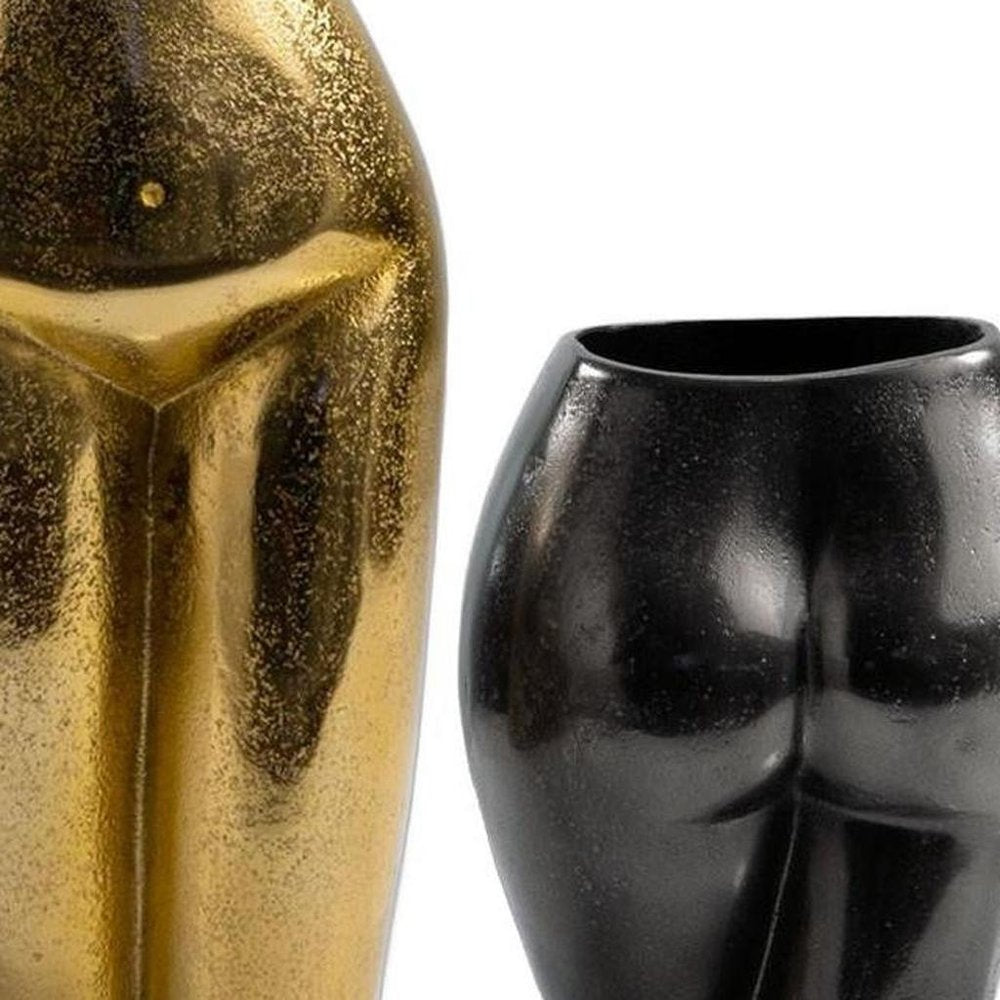 14" Gold Cast Aluminum Female Form Table Vase