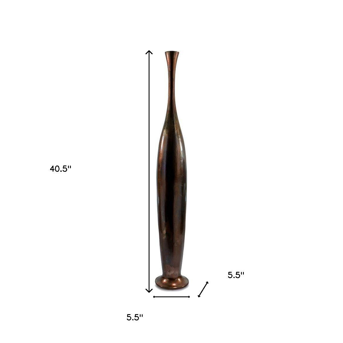 41" Burnished Brown Aluminum Floor Vase