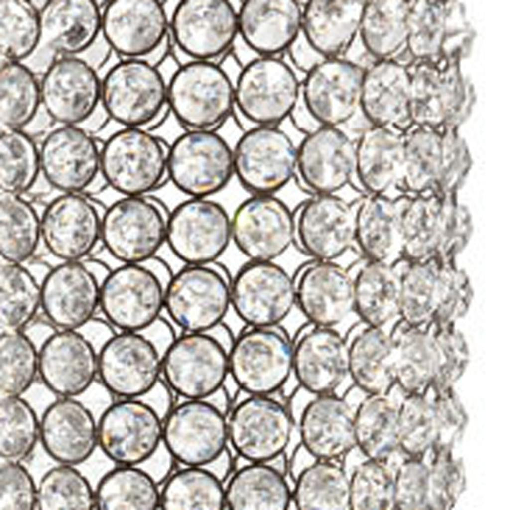 25" Clear And Silver Faux Crystal And Metal Table Vase