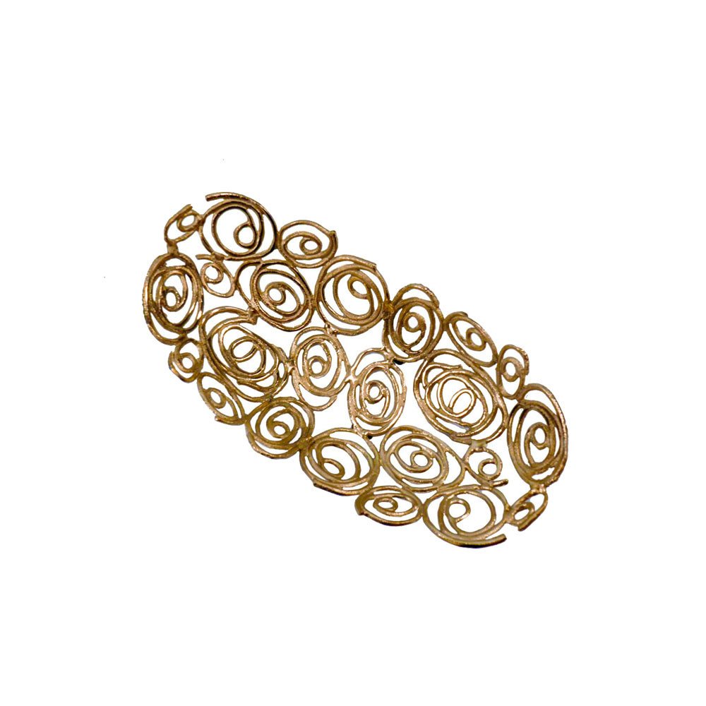 20" Gold Aluminum Abstract Circles Oval Decorative Bowl