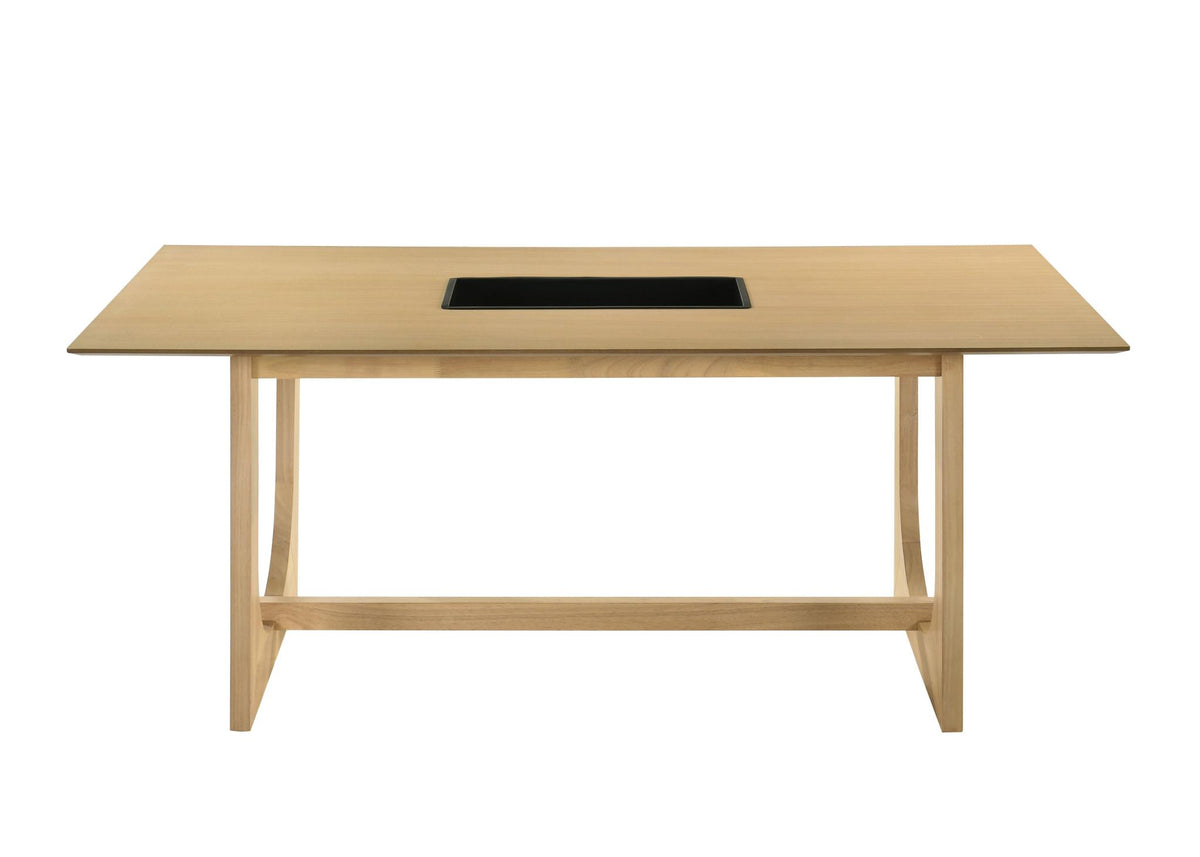 71" Natural Wood Trestle Base Dining Table