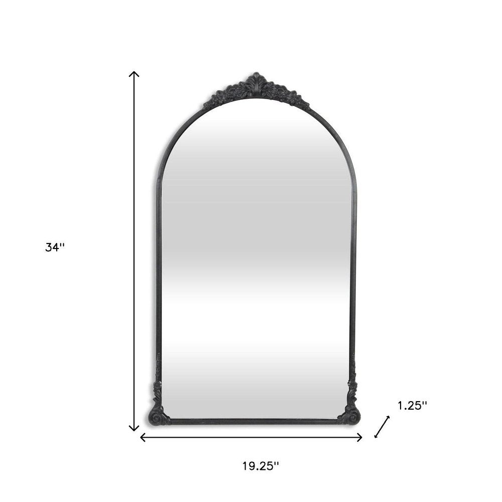 34" Black Metal Arch Accent Mirror
