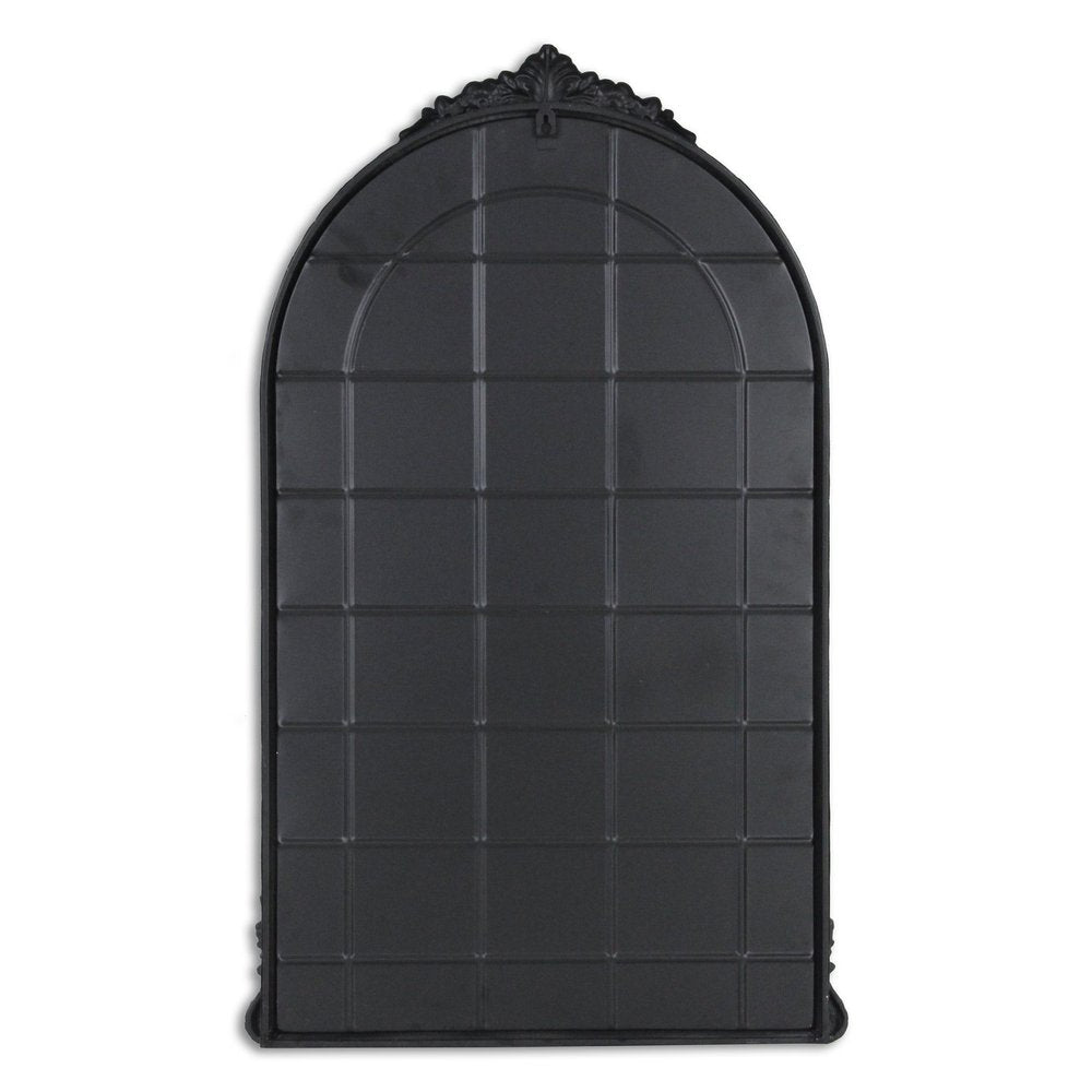 34" Black Metal Arch Accent Mirror
