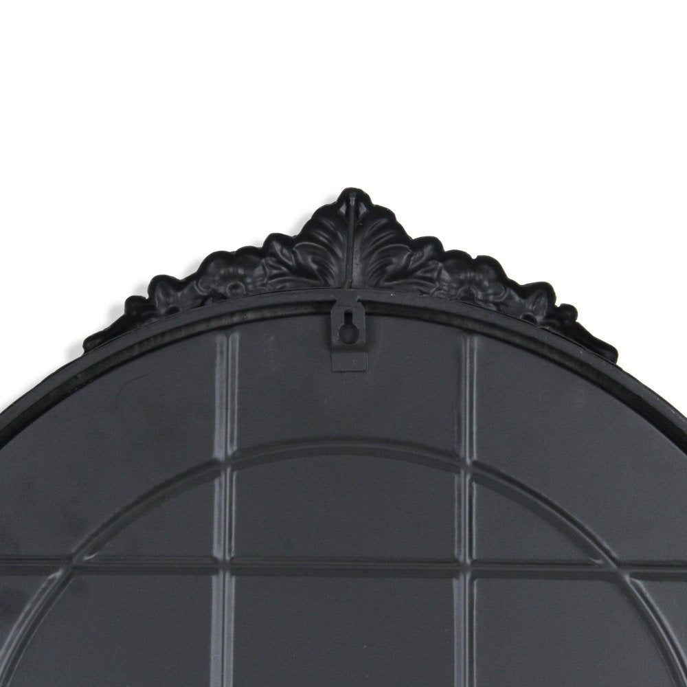 34" Black Metal Arch Accent Mirror