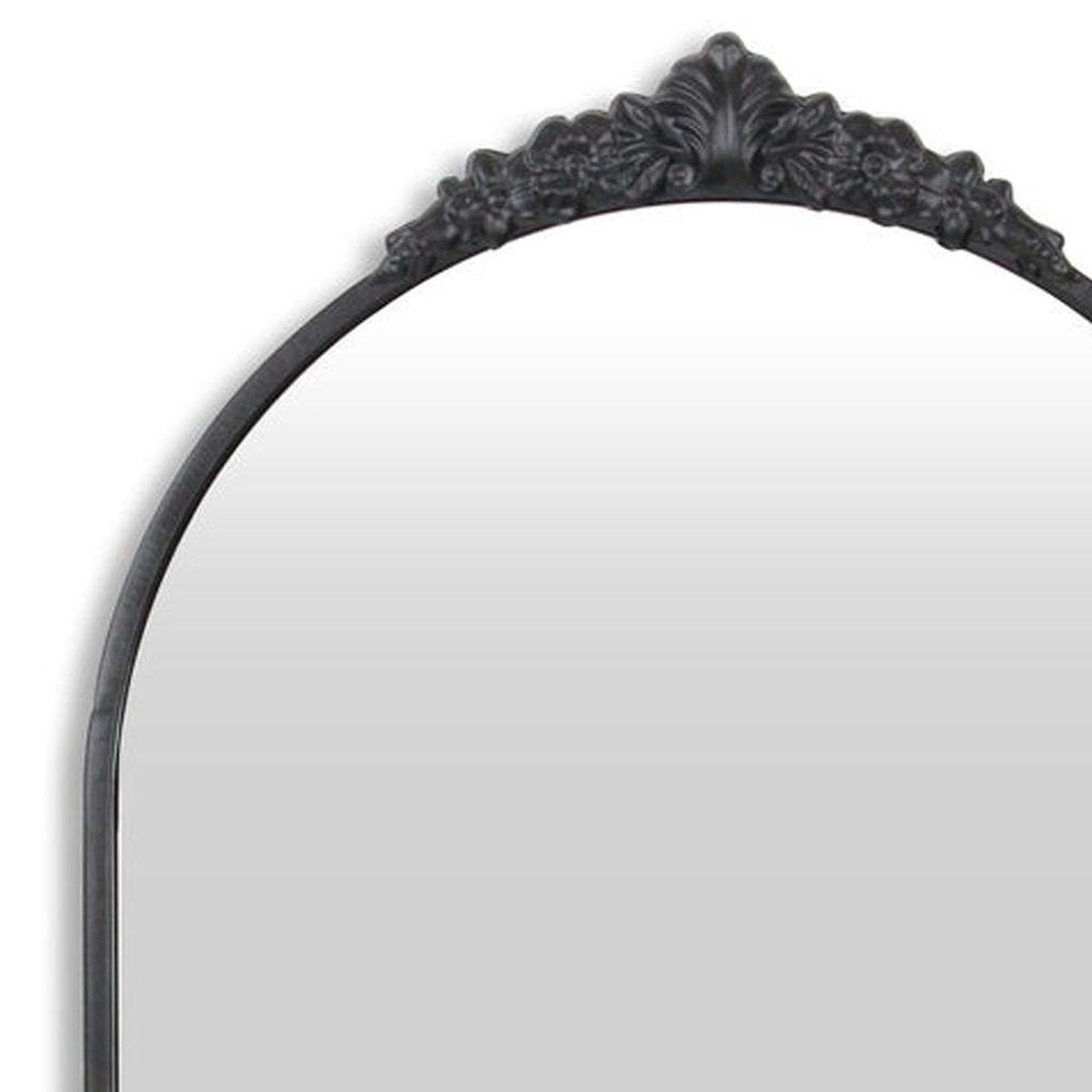 34" Black Metal Arch Accent Mirror