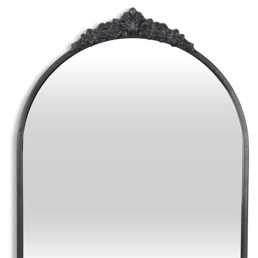 34" Black Metal Arch Accent Mirror
