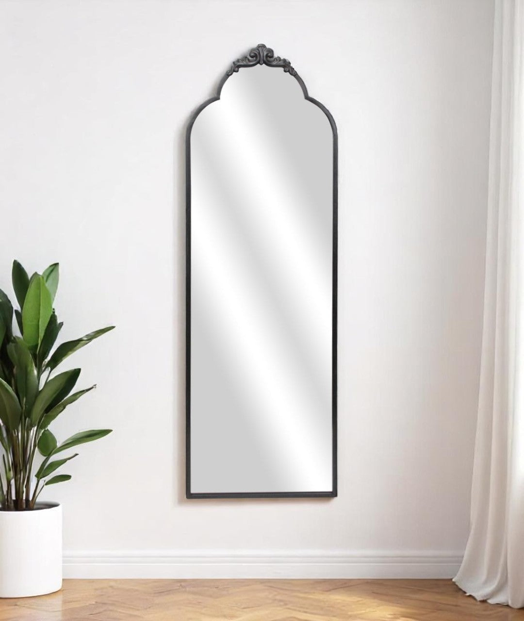 65" Black Metal Arch Full Length Hanging Mirror