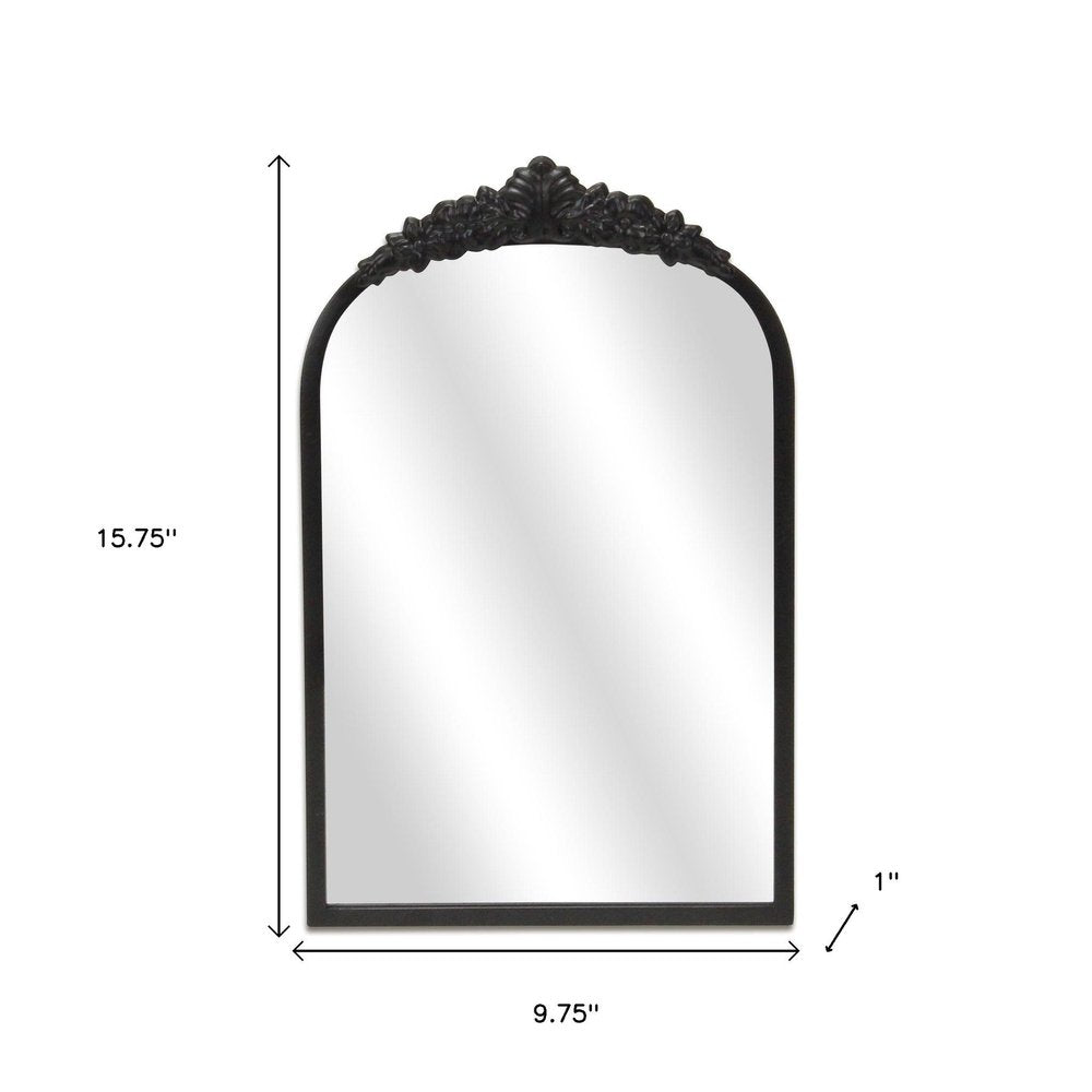 16" Black Metal Arch Accent Mirror