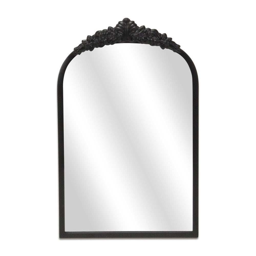 16" Black Metal Arch Accent Mirror