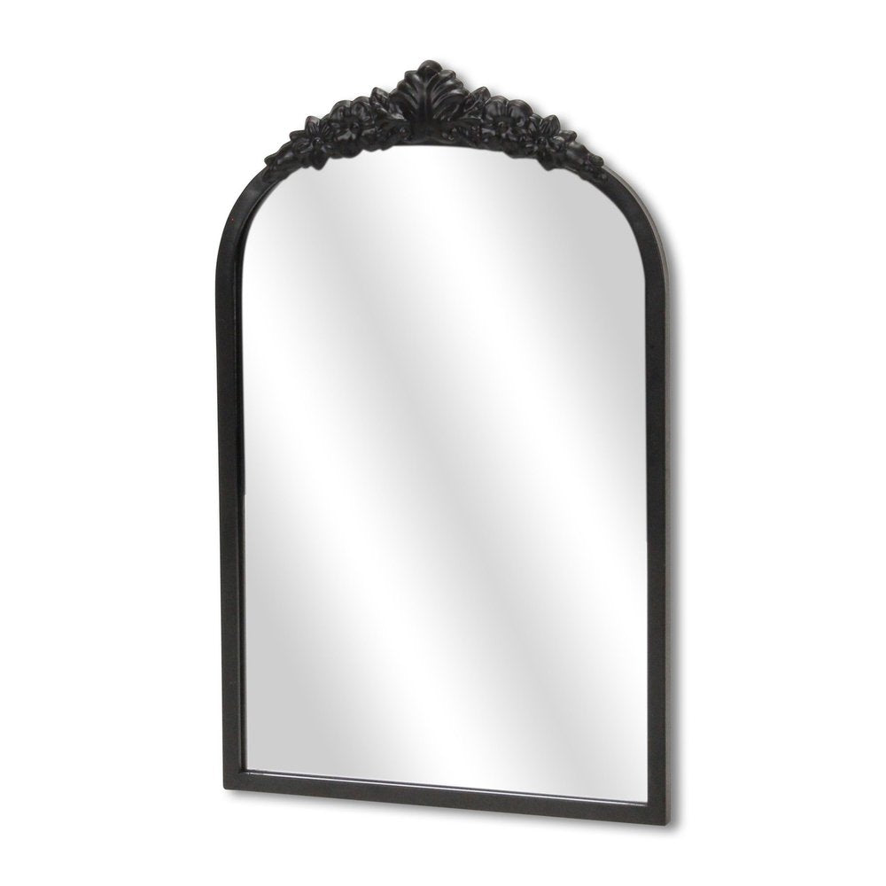 16" Black Metal Arch Accent Mirror