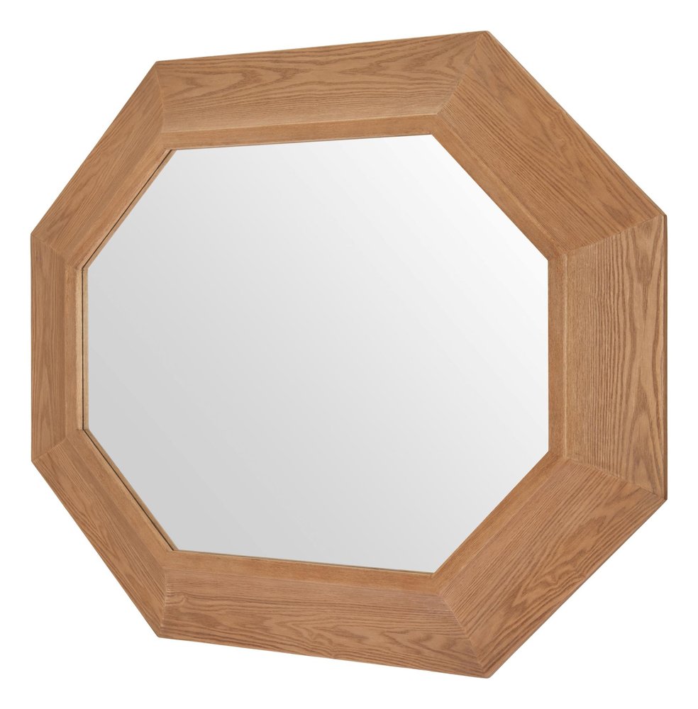 53" Natural Solid Wood Octagon Framed Accent Mirror