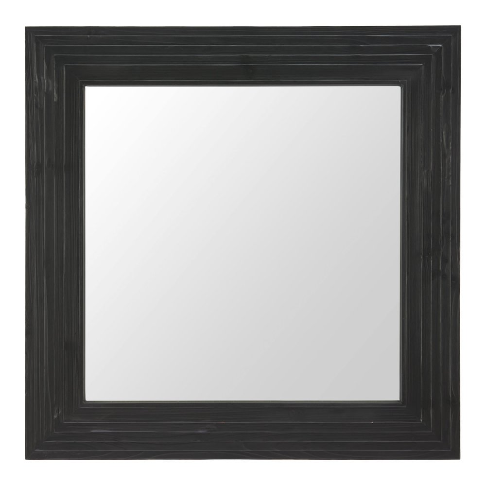 34" Black Solid Wood Square Framed Accent Mirror