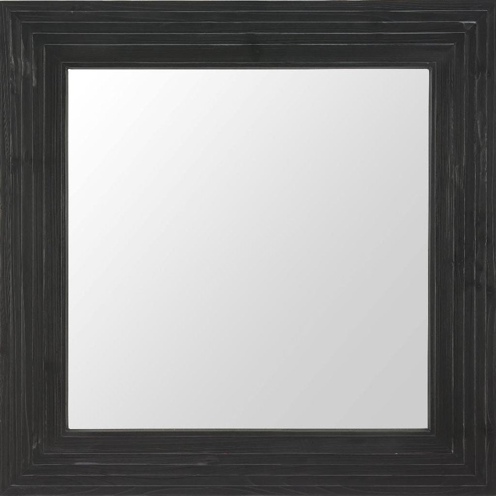 34" Black Solid Wood Square Framed Accent Mirror